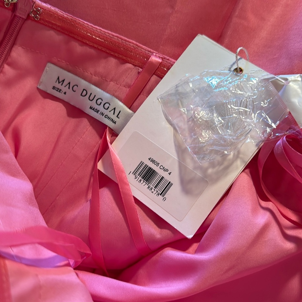 Mac Duggal Strapless Hot Pink Gown with Bow - Picture 7 of 8